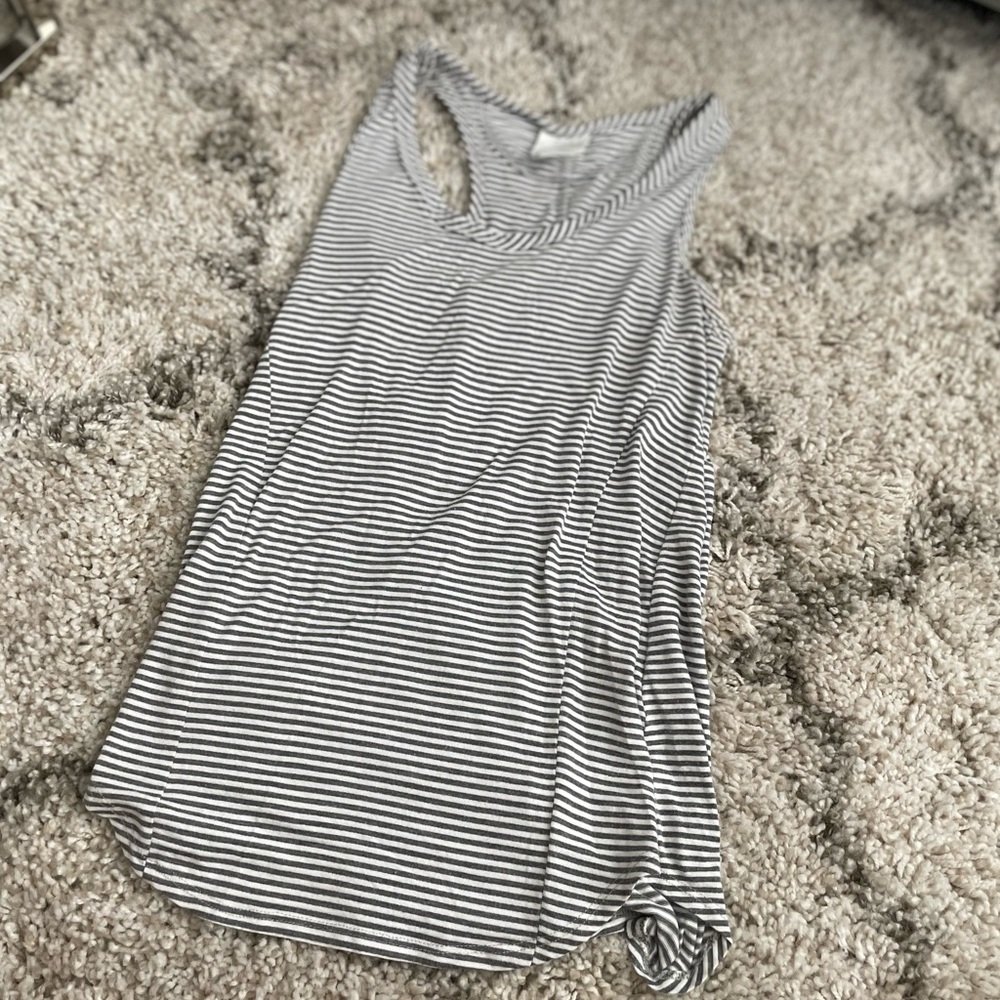 Go Make Noise Nordstrom’s Women's Tank Top Grey White Stripe Size Small